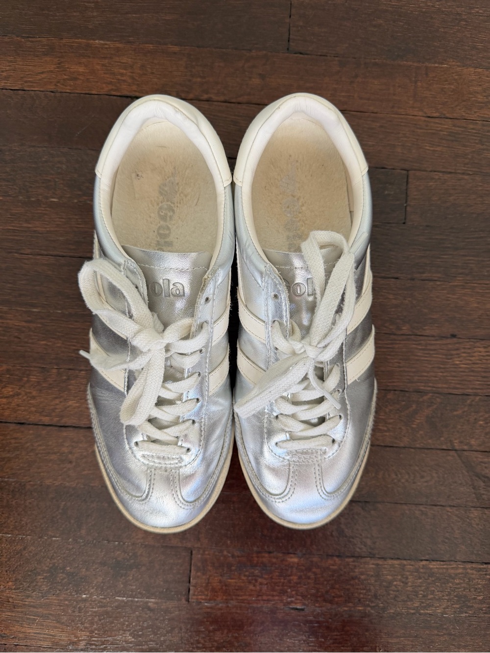 Gola Silver and White Women's Sneakers